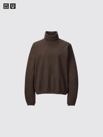 Dames T-shirt met longsleeves en koltrui van geborsteld jersey