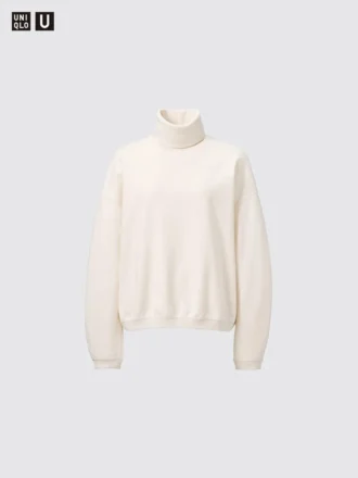 Dames T-shirt met longsleeves en koltrui van geborsteld jersey