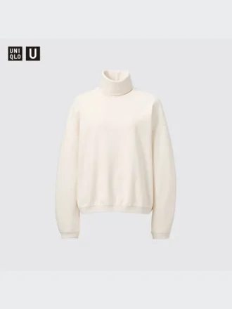 Dames T-shirt met longsleeves en koltrui van geborsteld jersey