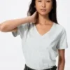 Dames-T-shirt met V-hals van slubkatoen