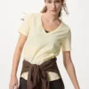 Dames-T-shirt met V-hals van slubkatoen