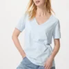Dames-T-shirt met V-hals van slubkatoen