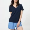 Dames-T-shirt met V-hals van slubkatoen