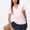 Dames-T-shirt met V-hals van slubkatoen