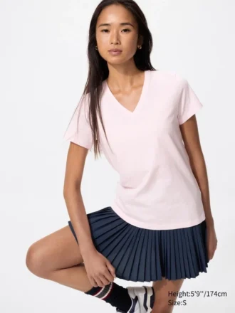 Dames-T-shirt met V-hals van slubkatoen
