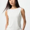 Dames T-shirt van crêpe jersey met boothals en zonder mouwen