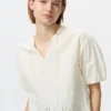 Damesblouse met borduursels en halflange mouwen