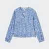 Damesblouse met print, V-hals en Longsleeves