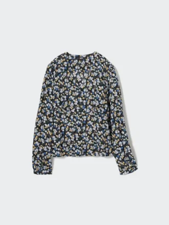 Damesblouse met print, V-hals en Longsleeves