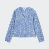 Damesblouse met print, V-hals en Longsleeves