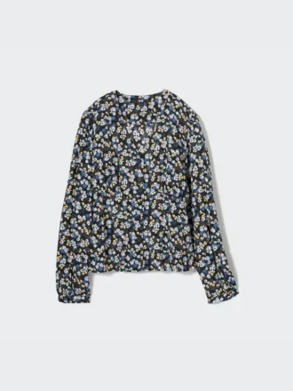 Damesblouse met print, V-hals en Longsleeves