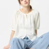 Damesblouse met volumineuze mouwen van linnenmix