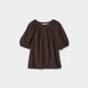 Damesblouse met volumineuze mouwen van linnenmix
