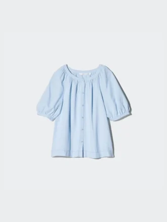 Damesblouse met volumineuze mouwen van linnenmix