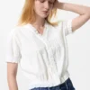Damesblouse van katoen met V-hals