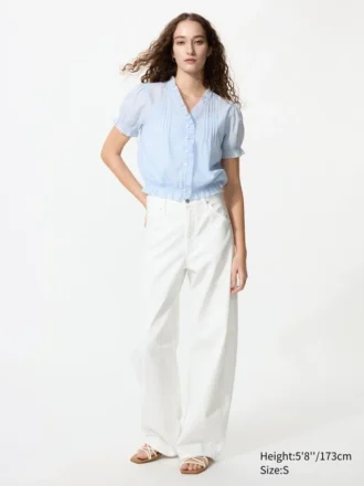Damesblouse van katoen met V-hals