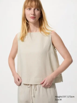 Damesblouse van linnenmix | Mouwloos