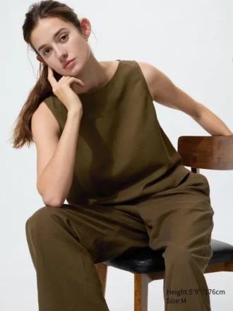 Damesblouse van linnenmix | Mouwloos