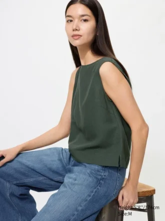 Damesblouse van linnenmix | Mouwloos