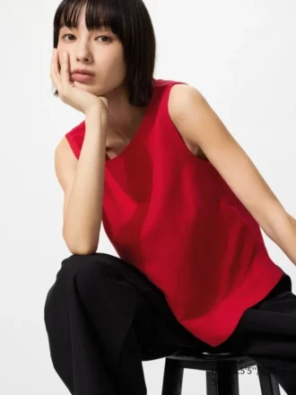 Damesblouse van linnenmix | Mouwloos