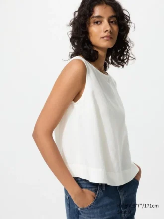 Damesblouse van linnenmix | Mouwloos