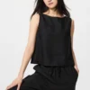 Damesblouse van linnenmix | Mouwloos