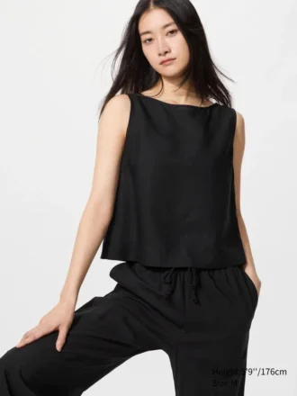 Damesblouse van linnenmix | Mouwloos
