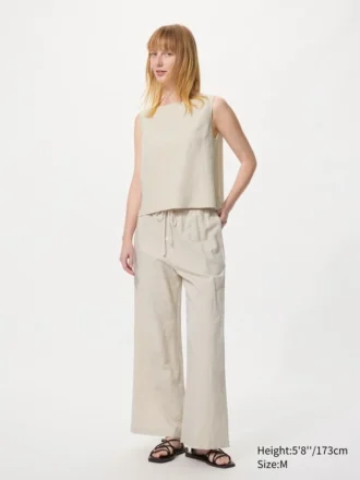 Damesblouse van linnenmix | Mouwloos