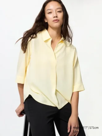 Damesblouse van rayon met skipperkraag | 3/4 mouw