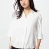 Damesblouse van rayon met skipperkraag | 3/4 mouw