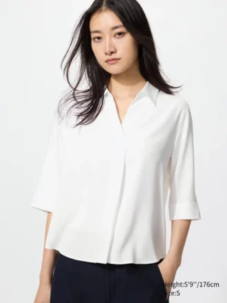 Damesblouse van rayon met skipperkraag | 3/4 mouw