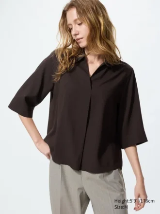 Damesblouse van rayon met skipperkraag | 3/4 mouw