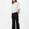 Damesblouse van rayon met skipperkraag en 3/4 mouwen | Gestreepte