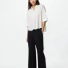 Damesblouse van rayon met skipperkraag en 3/4 mouwen | Gestreepte