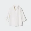 Damesblouse van rayon met skipperkraag en 3/4 mouwen | Gestreepte