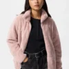 Damesjas met volledige ritssluiting van donzig fleece