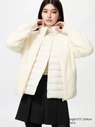 Damesjas met volledige ritssluiting van donzig fleece