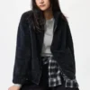 Damesjas met volledige ritssluiting van donzig fleece