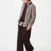 Damesjas met volledige ritssluiting van donzig fleece