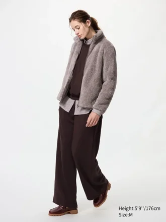 Damesjas met volledige ritssluiting van donzig fleece