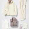 Damesjas met volledige ritssluiting van donzig fleece