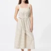 Damesjumpsuit van linnenmix met plooien | Gestreepte