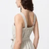 Damesjumpsuit van linnenmix met plooien | Gestreepte