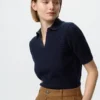Dameskatoenen Pointelle Skipper-polotrui