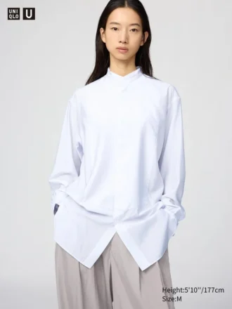 Damesoverhemd met opstaande kraag | Longsleeves