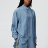 Damesoverhemd met opstaande kraag | Longsleeves