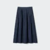 Denim rok met plooien voor dames