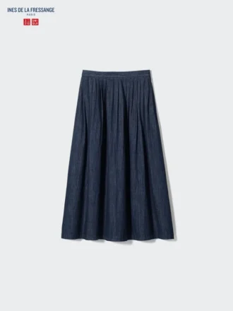 Denim rok met plooien voor dames