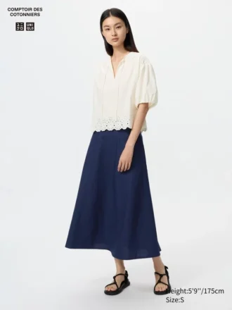 Flared rok van linnenmix voor dames