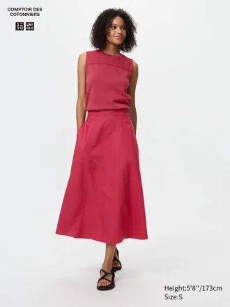 Flared rok van linnenmix voor dames